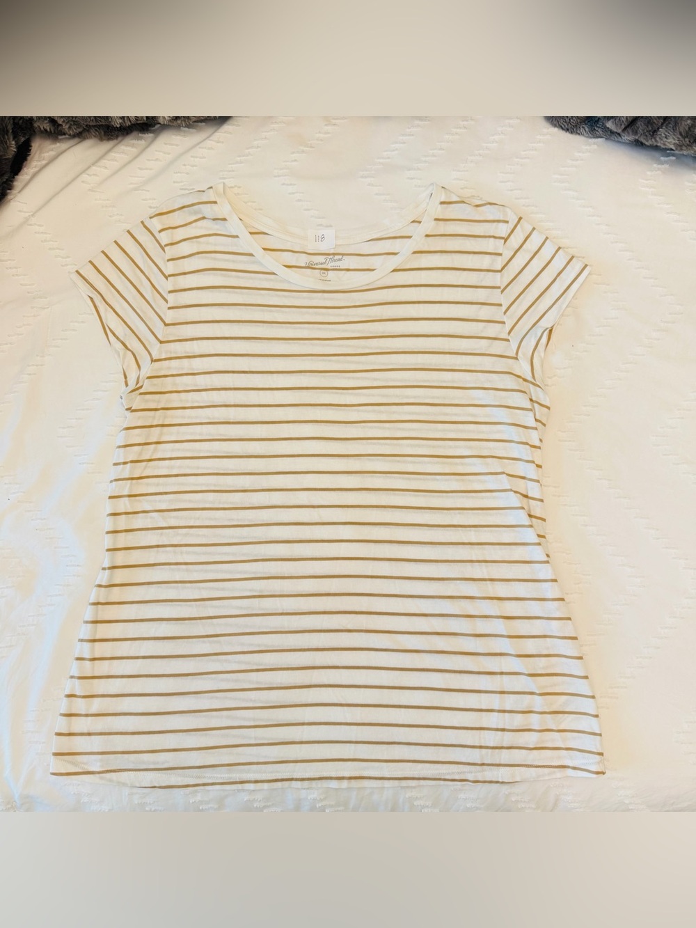 Universal Thread Cream and Tan Striped Short-Sleeve Tee